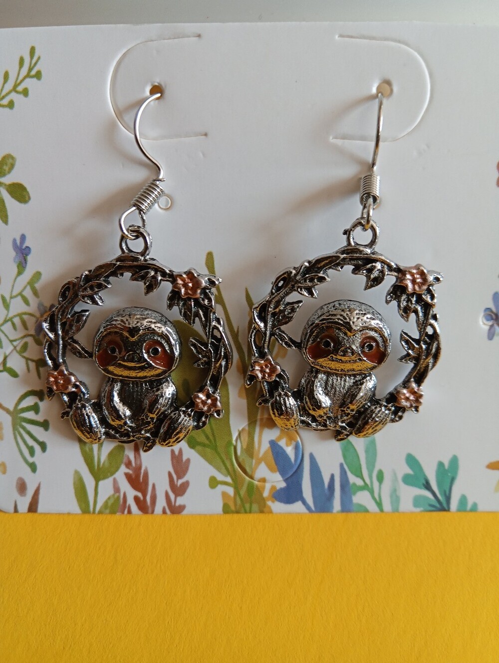 Silver and Rose Gold Sloth Earrings - Women Jewelry